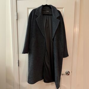 Elie Tahari Metallic Gray Wool Trench Coat